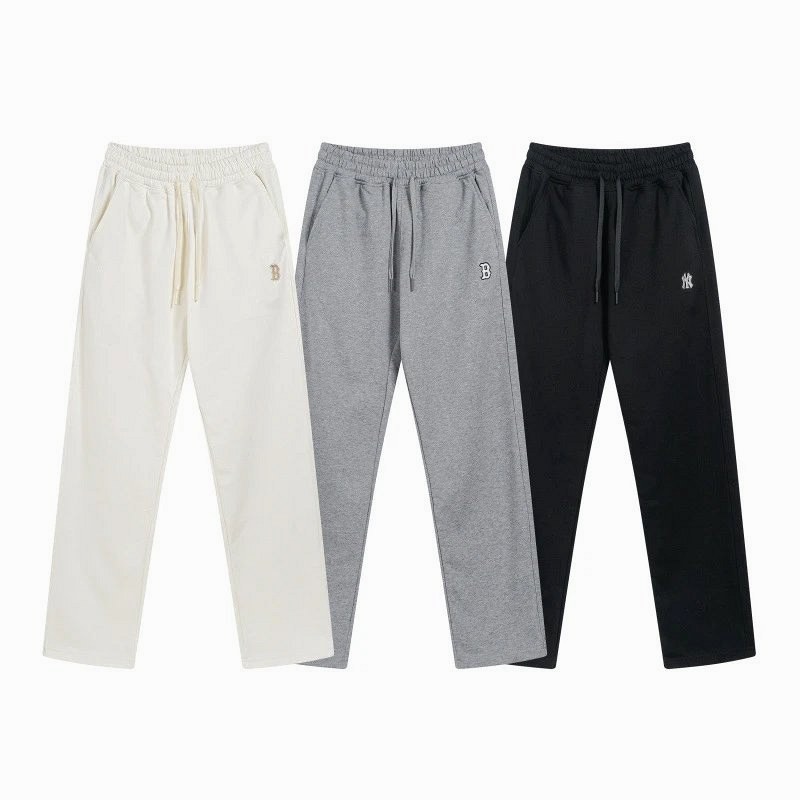 MLB Multicolor Sweatpants: Ultra-Thin Cotton Straight-Leg in Cream, Grey and Black