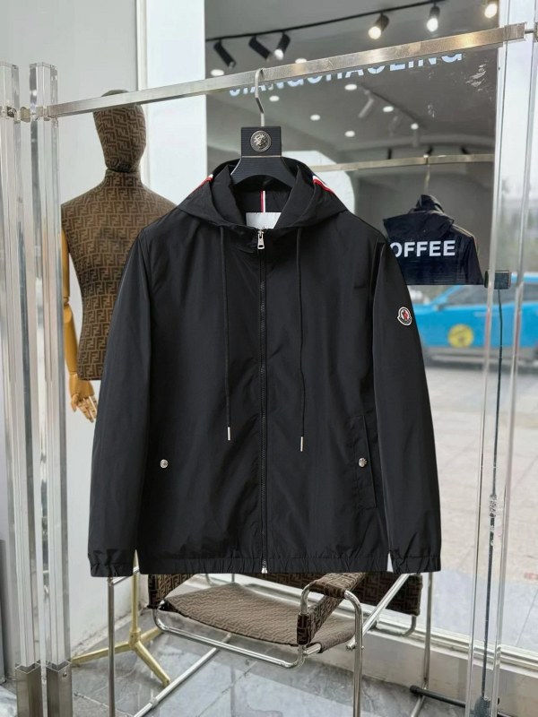Moncler Black Hooded Windbreaker Jacket in Moncler's Numbered Sizing
