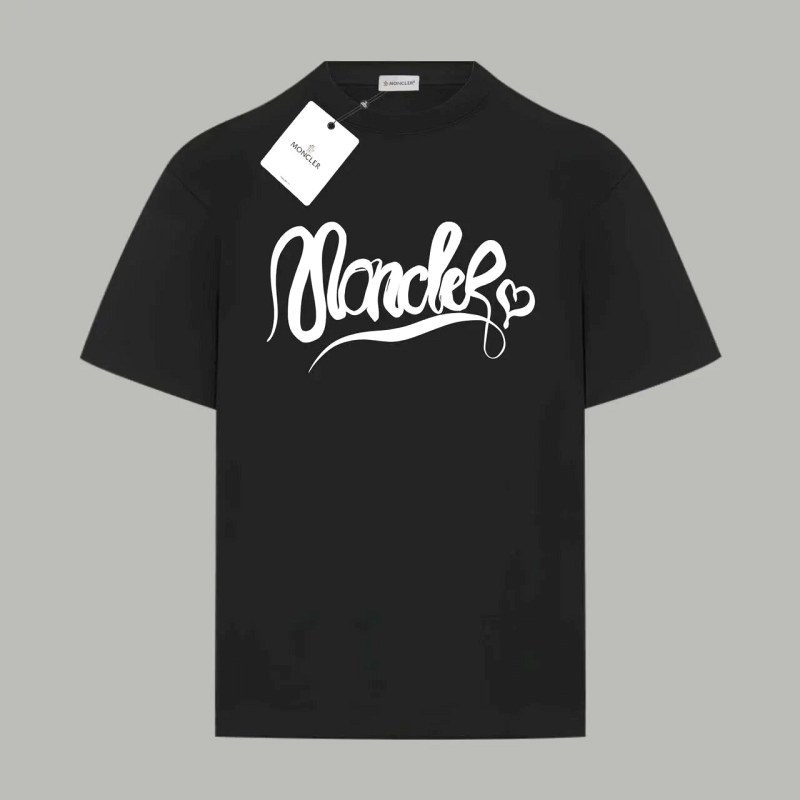 Moncler Black Tee in a Unisex Drop-Shoulder Cut and 260G Double-Yarn Cotton