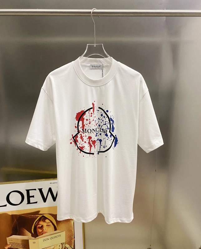 Moncler White Tee With a 3D Foam Logo in a Loose Unisex Cut