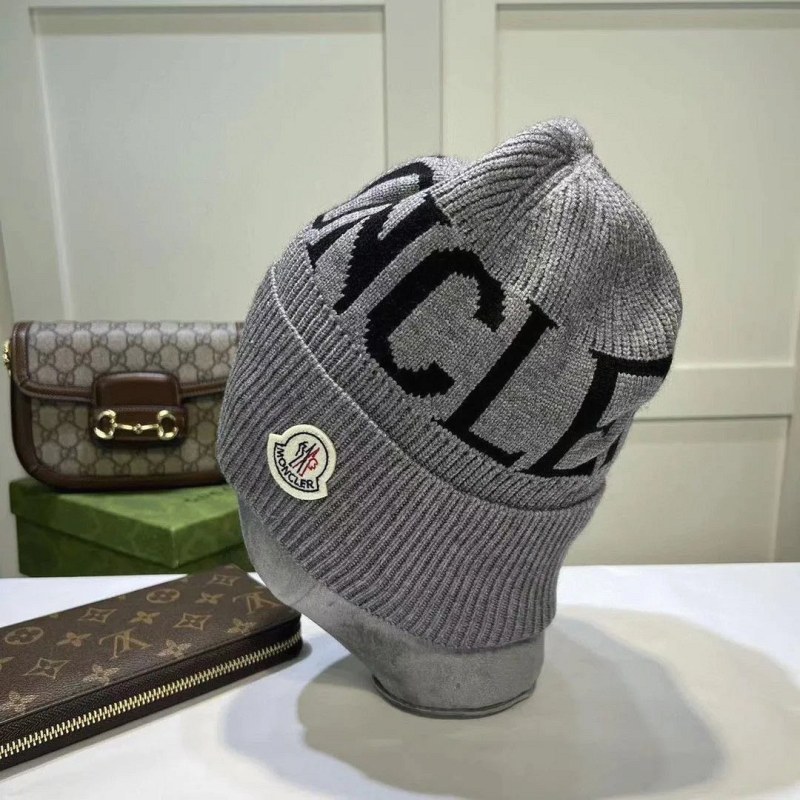 Moncler Gray Hat Listing Specified as a 70% Wool, 30% Rabbit Fur Knit