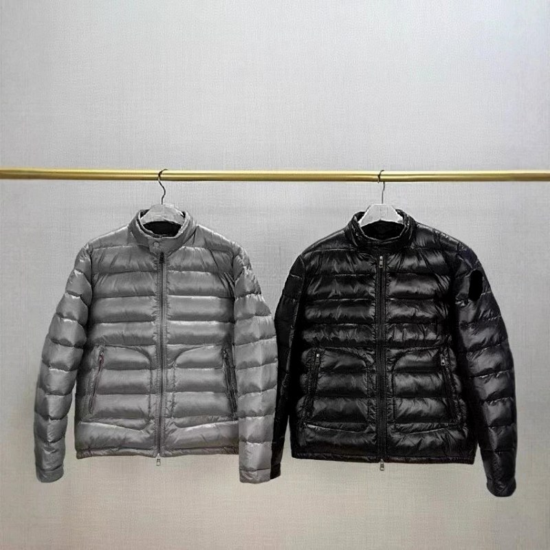 A 750-fill-power goose down puffer in a fitted, hoodless cut, sold in Moncler's numeric sizes 1–6