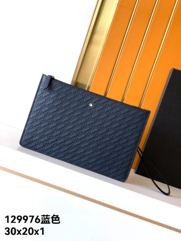 Montblanc Envelope Bag in Blue Top-Grain Cowhide With a Zippered, Divided Interior