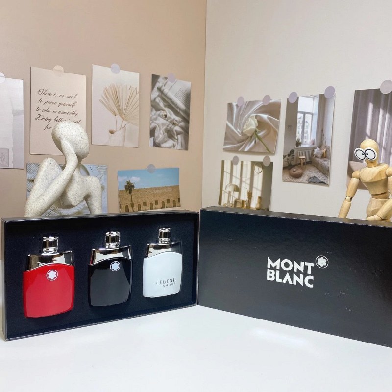 Montblanc Legend-line fragrance set with 14 variants, 90–125 ml, in a fruity-floral profile
