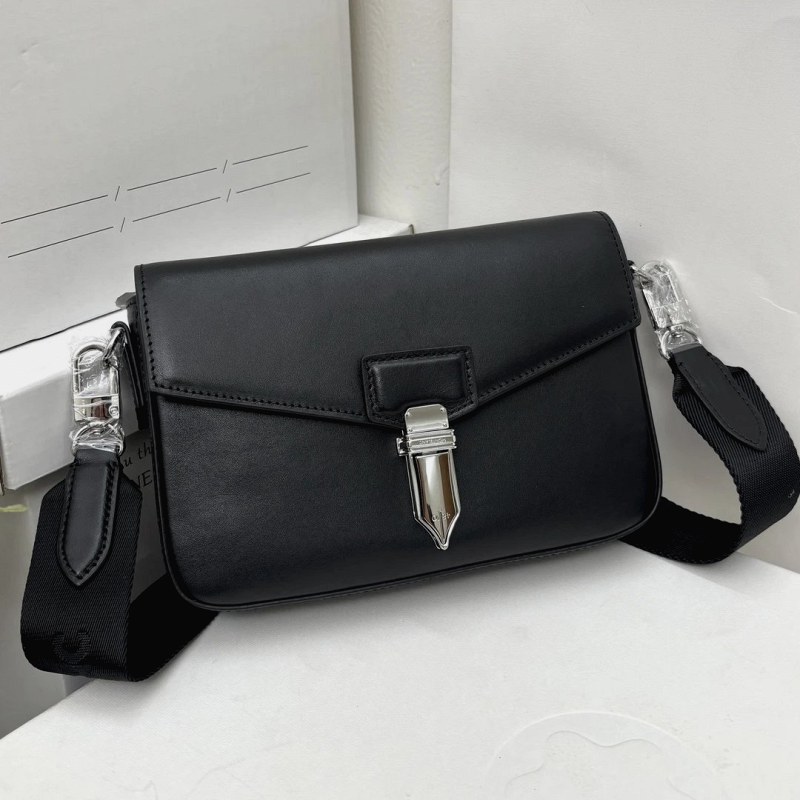 Montblanc Black Leather Bag, Slim Urban Profile in Top-Grain Cowhide