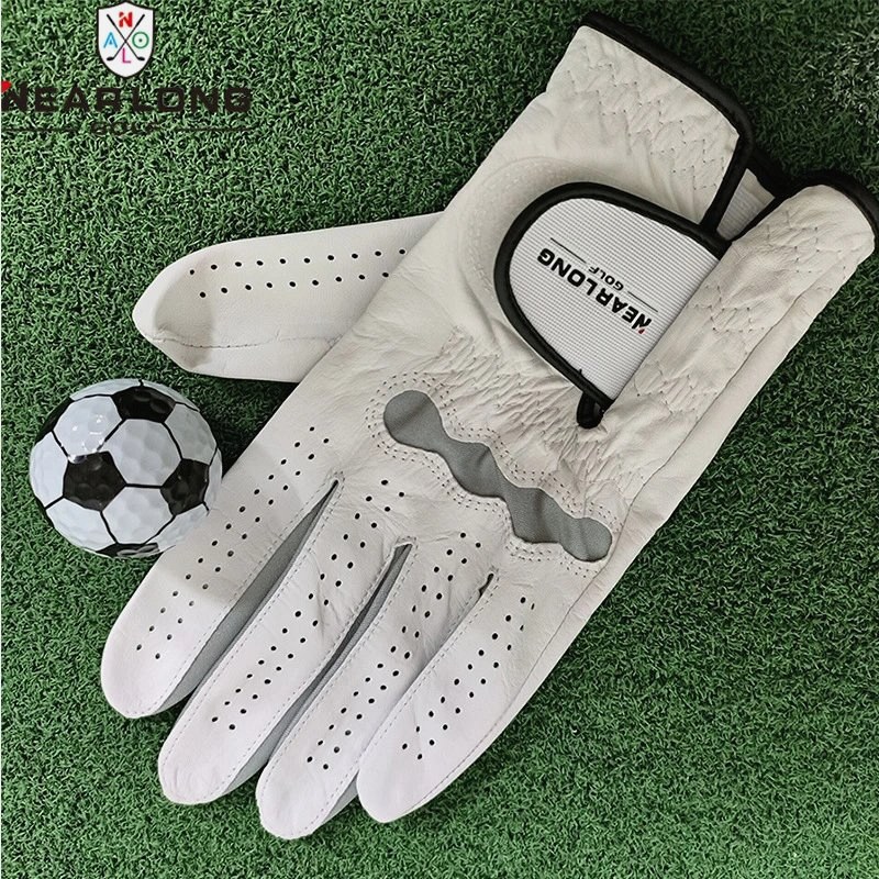 Nearlong Golf bear-graphic white golf glove in leather, offered in five color codes