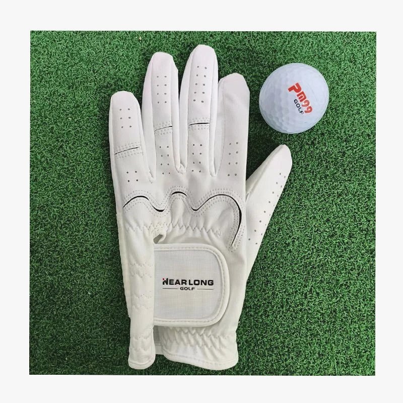 Nearlong Golf Left-Hand Glove in PU, Five Sizes, White or Yellow