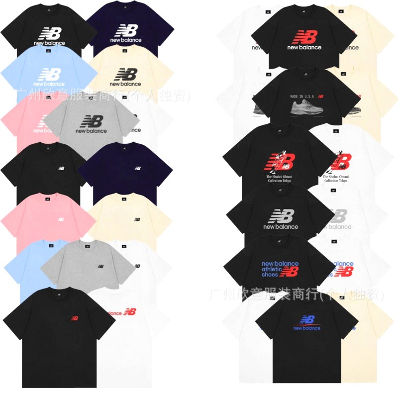 New Balance Navy Cotton Crew-Neck Graphic Tee — 280g Loose-Fit Pullover With Direct-Print Lettering