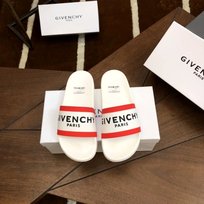 Givenchy White Slides with Embossed Lettering, Listed in Unisex 35–45