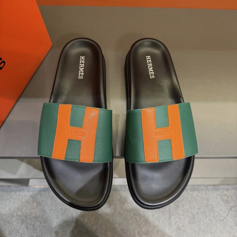 Hermes black slides in the Oran shape, listed across FR 35–45