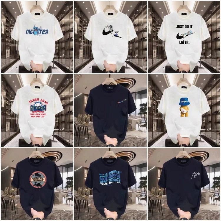 Nike bear-graphic cotton tee collection with digital cartoon prints in black and white