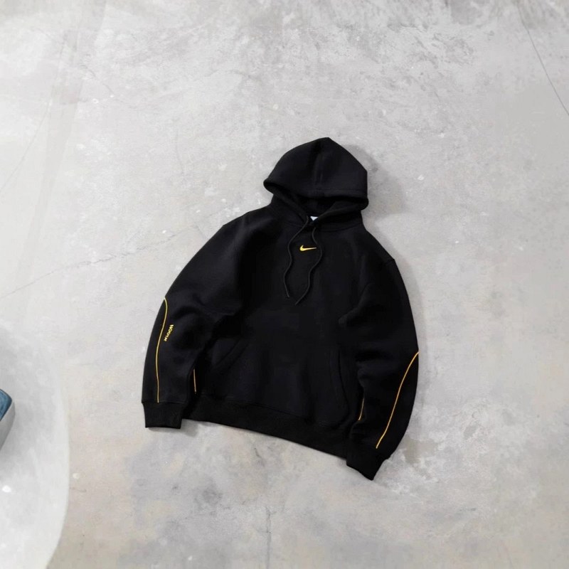 Nike Black Hoodie, Relaxed Streetwear Pullover with Cotton Face and Fleece Lining