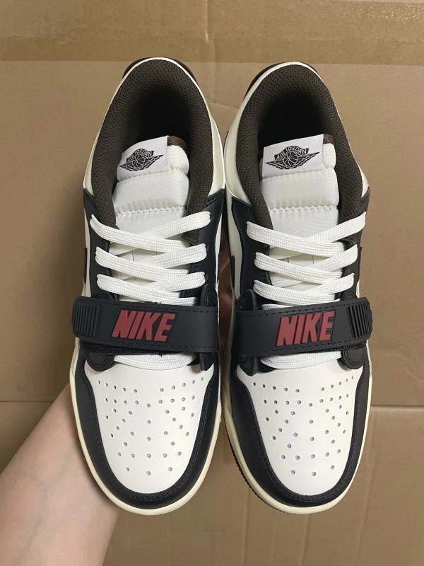 Nike White and Black Mid-Top Sneaker with Split-Leather Upper and Forefoot Strap