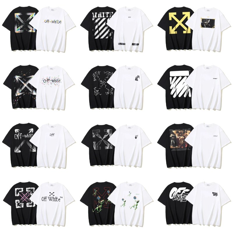 Off-White multicolor cotton graphic tee in a loose oversized cut