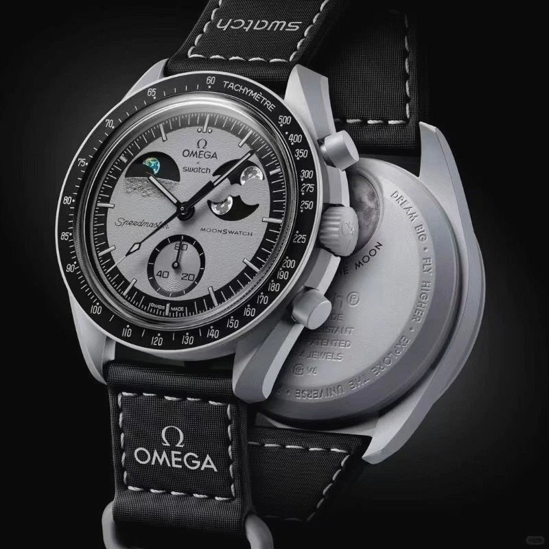Omega black watch in modern everyday style