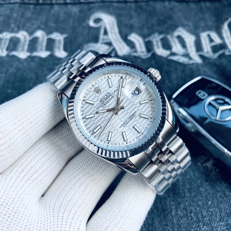 Omega silver watch in modern everyday style