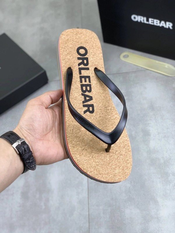 Orlebar Brown Gray Slides: Sleek Resort Style in a Wide Men's Size Run