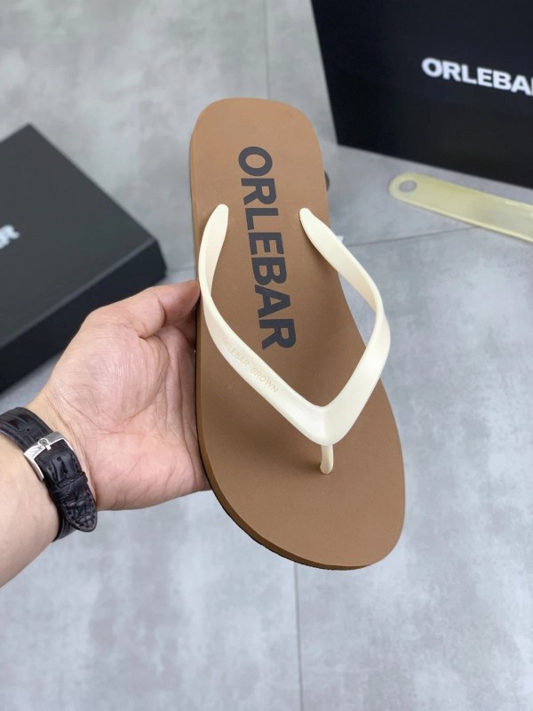 Orlebar Brown Gray Slides in a Casual Slip-On Build