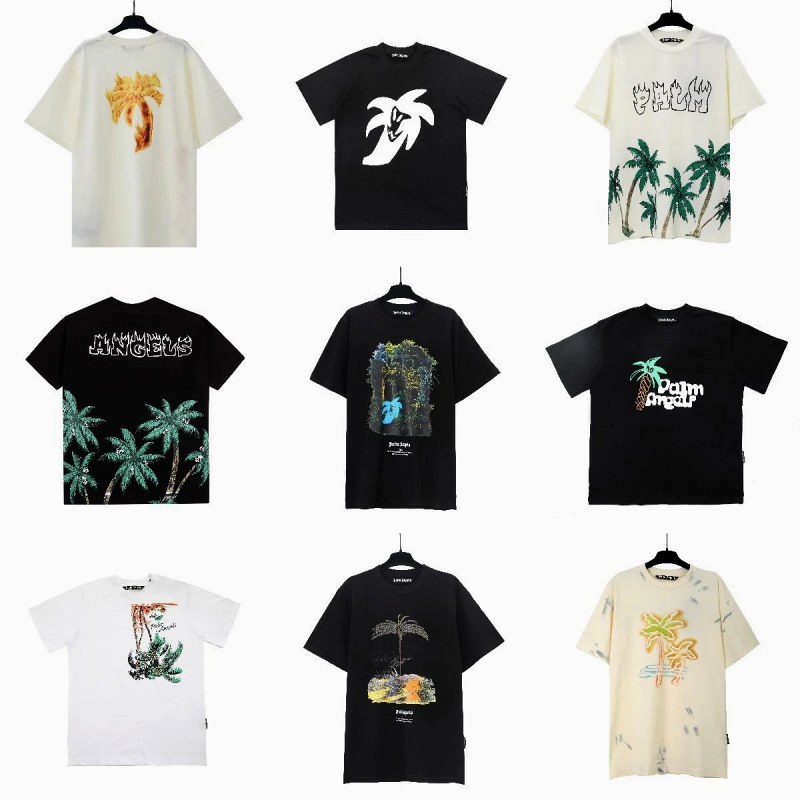 Palm Angels Multi-Graphic Cotton Crew Tee Collection — 230g Loose-Fit Tees in 60-Plus Colorways