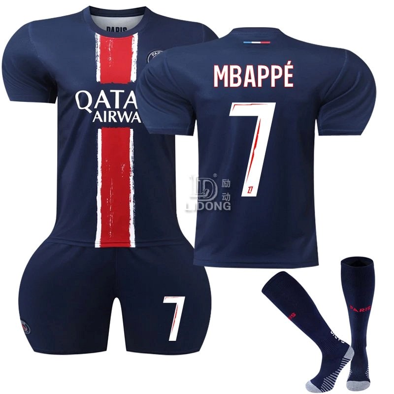 Paris Saint-Germain Blue Kids Football Jersey in Retro Print Style, Sizes 14–30