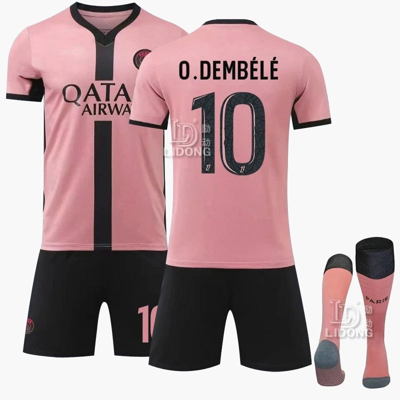 Paris Saint-Germain Pink Retro-Style Football Jersey with Numbered Sock Bundles