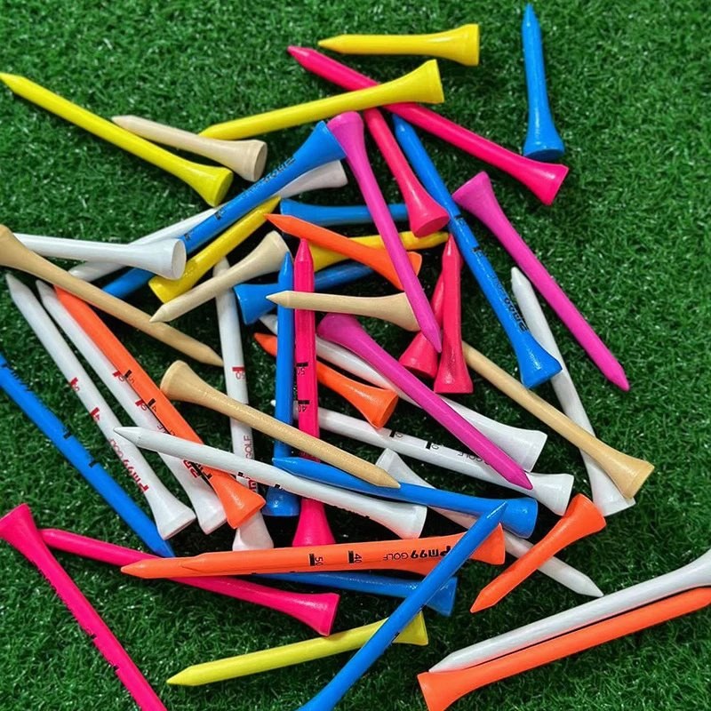 PM99 Golf Black Wooden Golf Tees with a Single-Prong Build and Mixed Specs