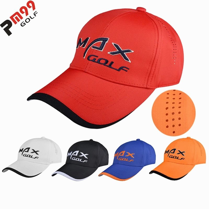 PM99 Golf multicolor baseball cap: wide-brim machine embroidery in five colorways