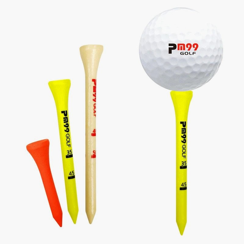 PM99 Golf 83 mm Single-Prong Bamboo Tees in a Yellow-Printed Finish