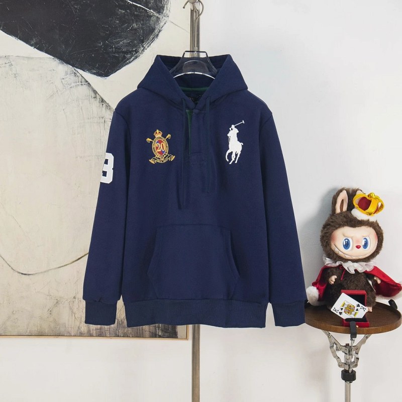 Polo Ralph Lauren Blue Hoodie in a Relaxed, Deconstructed 380g Cotton Fleece Build