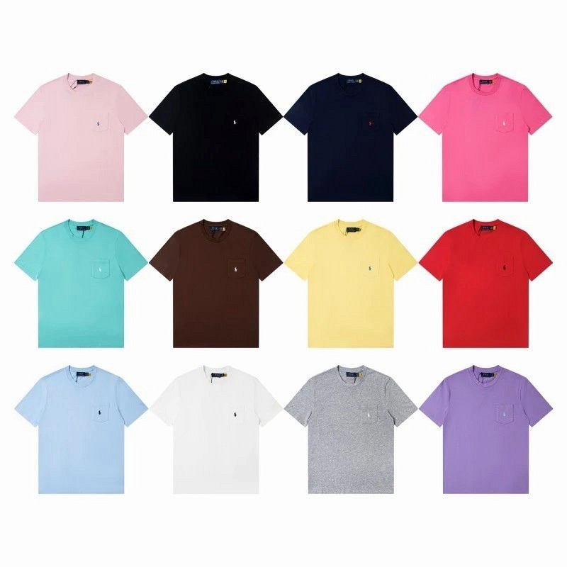 Polo Ralph Lauren multicolor embroidered-pony crewneck tee in a cotton-spandex knit
