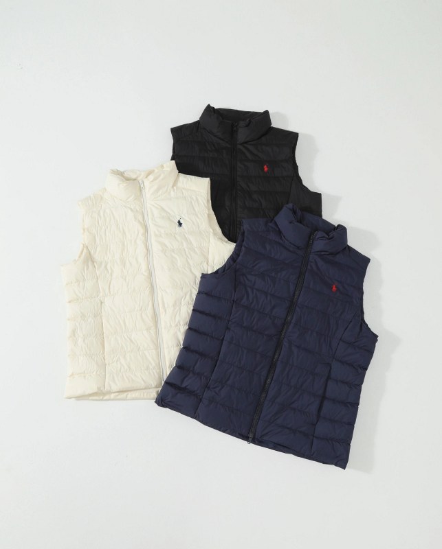 Polo Ralph Lauren Down Vest in Cream, Black and Navy with 150g Fill