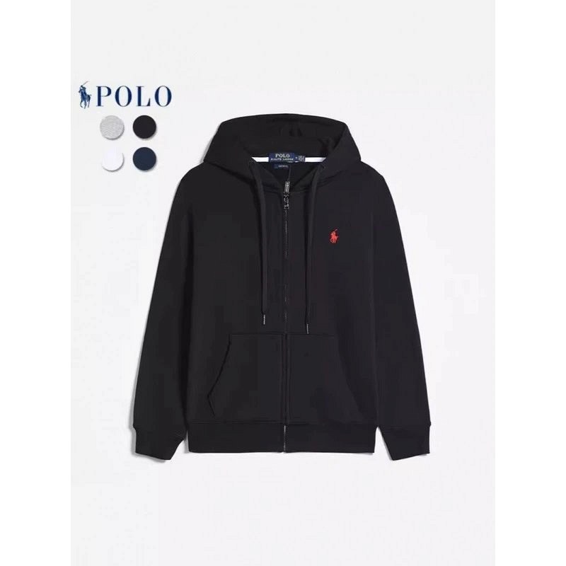 Polo Ralph Lauren Navy Zip Jacket With Embroidered Pony and Cotton Lining