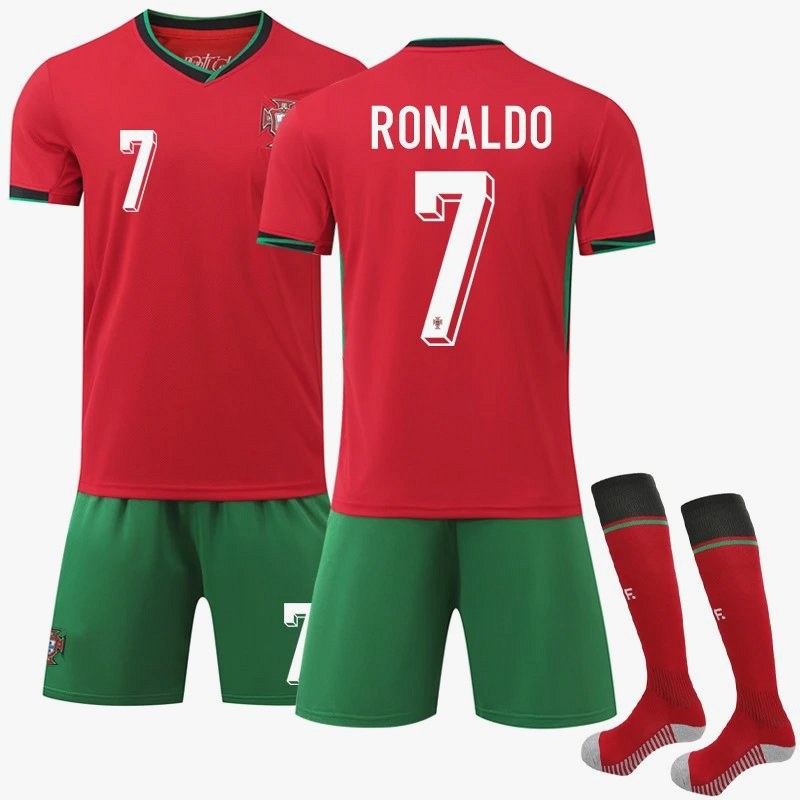 Polyester retro-style Portugal jersey in home and away #7 colourways