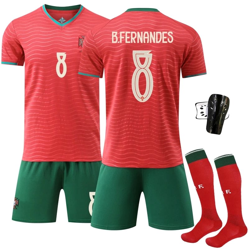 Portugal Red Retro-Style Football Jersey, Sized From Kids' 16 to Adult 3XL
