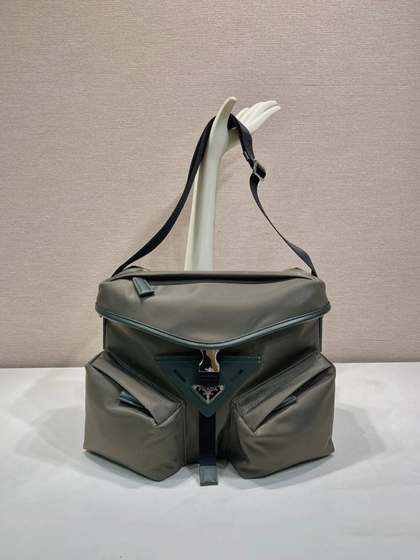 Prada 2VD062 Nylon Crossbody in Gray-Green: Big-Capacity Everyday Carry