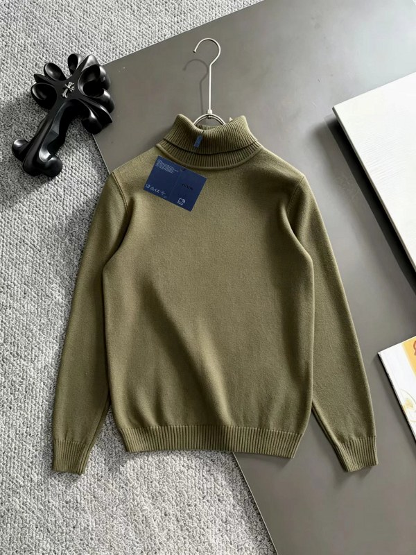 Prada Green Rib-Knit Crewneck Sweater Listed in Men's Sizes M–3XL