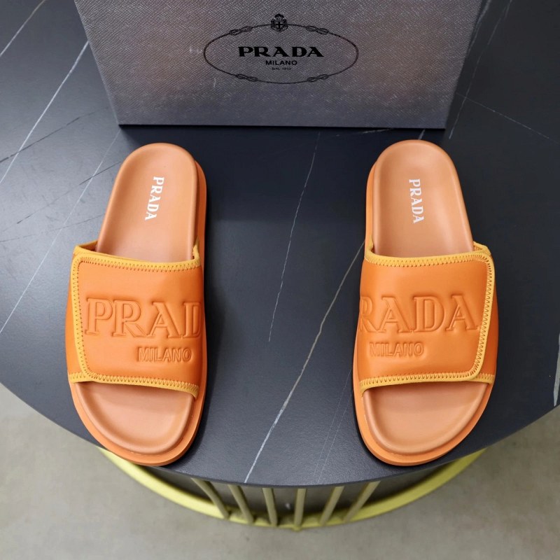 Prada Orange Slides in a Casual Slide Silhouette, Offered in Sizes 35–45