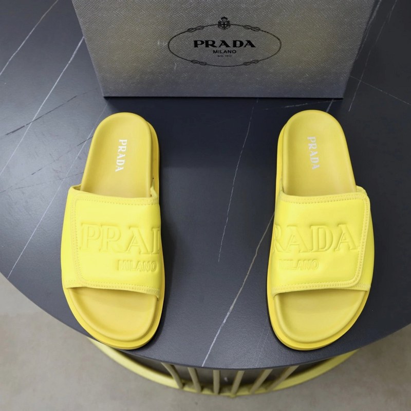 Prada Yellow Slides: A Casual Slip-On Listed in Sizes 35–45