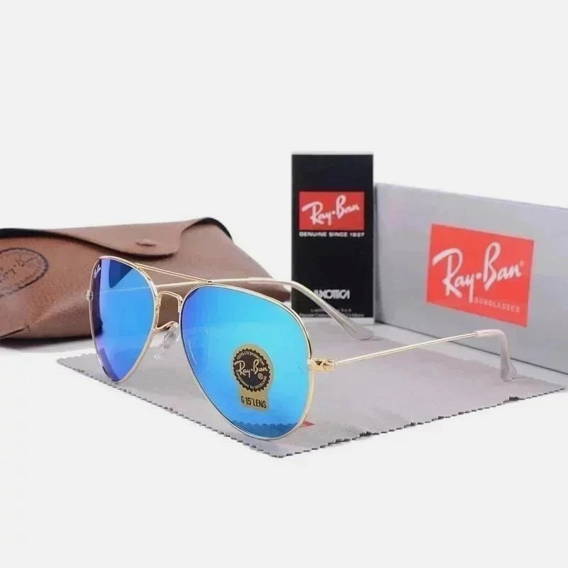 Ray-Ban-Style Gold-Frame Aviator Sunglasses With Glass Lenses and 3025/3026 Sizing