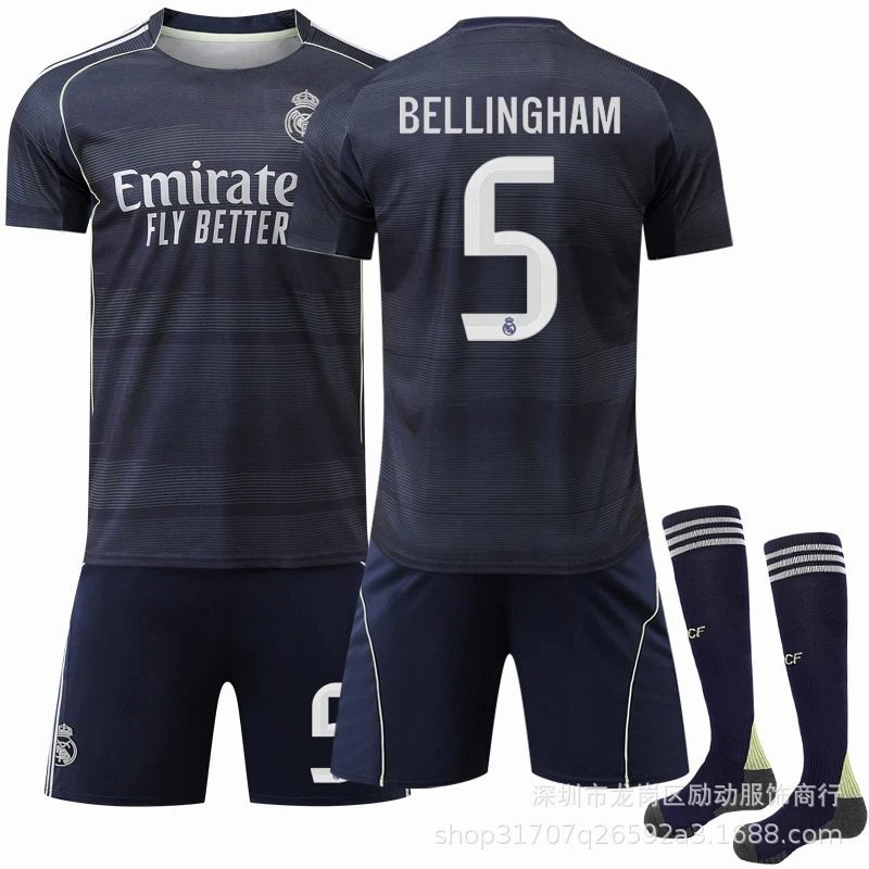 Real Madrid Black Retro-Style Football Jersey With Numbered and Sock Bundles