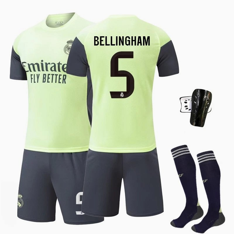 Green Retro-Style Real Madrid Jersey With Number, Sock and Shin-Guard Options