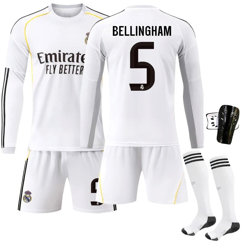Real Madrid White Retro-Style Football Jersey in Polyester, Sold in Numbered Variants With Optional Socks