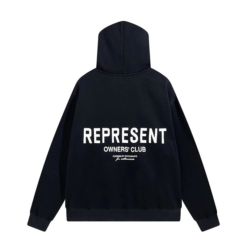 Represent-Print Cotton Pullover Hoodie in a Relaxed Streetwear Cut