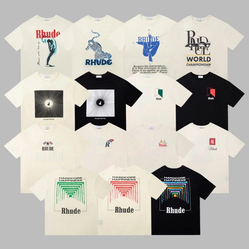Rhude Multicolor Tee Collection: Boxy Streetwear Cut in Combed Cotton
