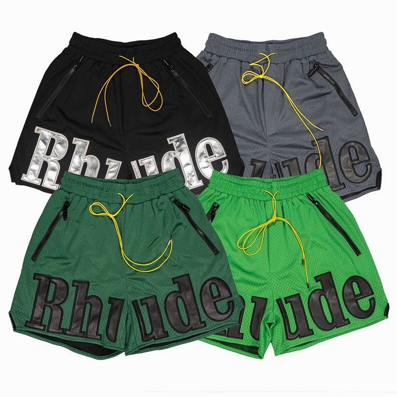 Rhude Embroidered Multicolor Athletic Shorts in a Relaxed, No-Stretch Cotton Blend