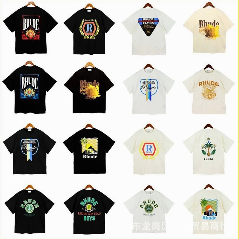 Rhude Multicolor T-Shirt Collection: 240g Cotton Tees in a Relaxed Boxy Cut