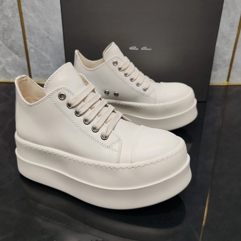 Rick Owens beige high-top sneakers in classic athletic style