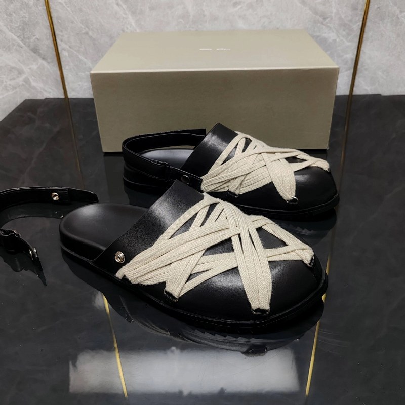 Rick Owens High-Top Sneakers in Full-Grain Leather with a Stitched Rubber Sole
