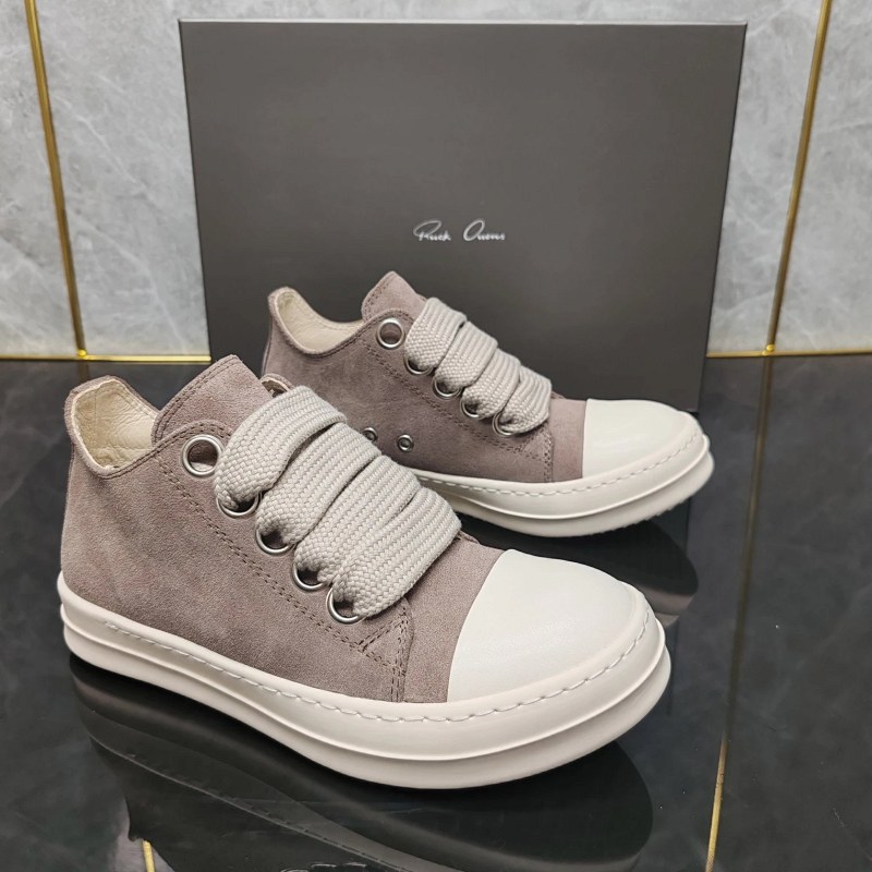 Rick Owens Suede Lace-Up Sneakers on a Stitched Rubber Sole, Listed in Sizes 36–47