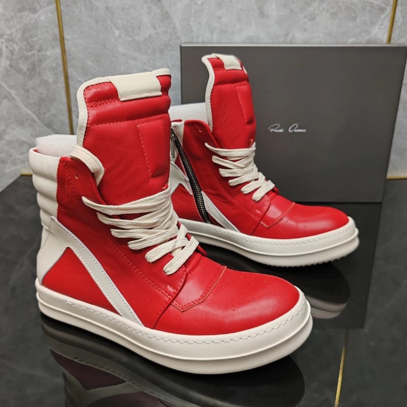 Rick Owens Black High-Top Sneakers With a Leather Upper and Stitched Rubber Sole